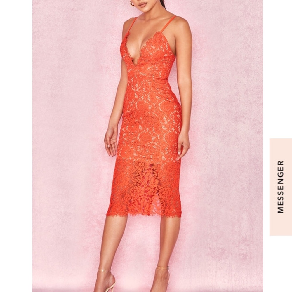 House of CB orange/red lace dress